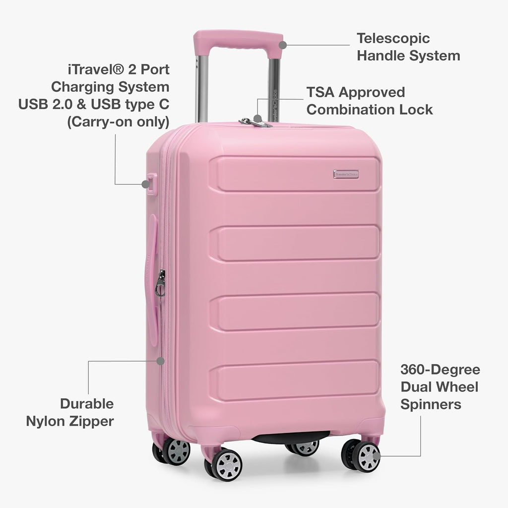 Traveler's Choice Pagosa Hardshell Expandable Luggage with Spinner Wheels, Pink, 27-Inch Medium