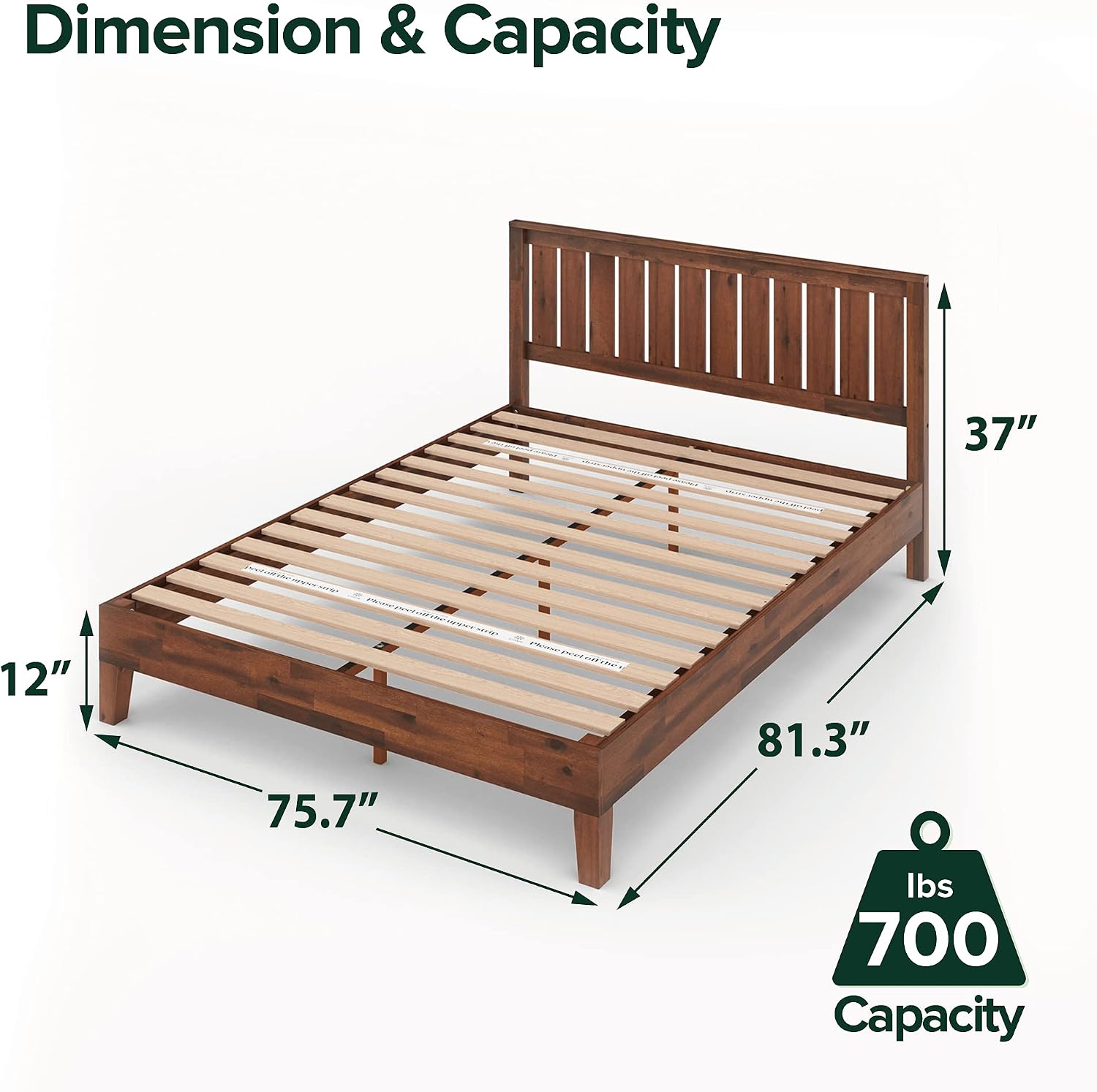 Zinus Vivek Deluxe Wood Platform Bed Frame with Headboard, Wood Slat Support, No Box Spring Needed, Easy Assembly, King