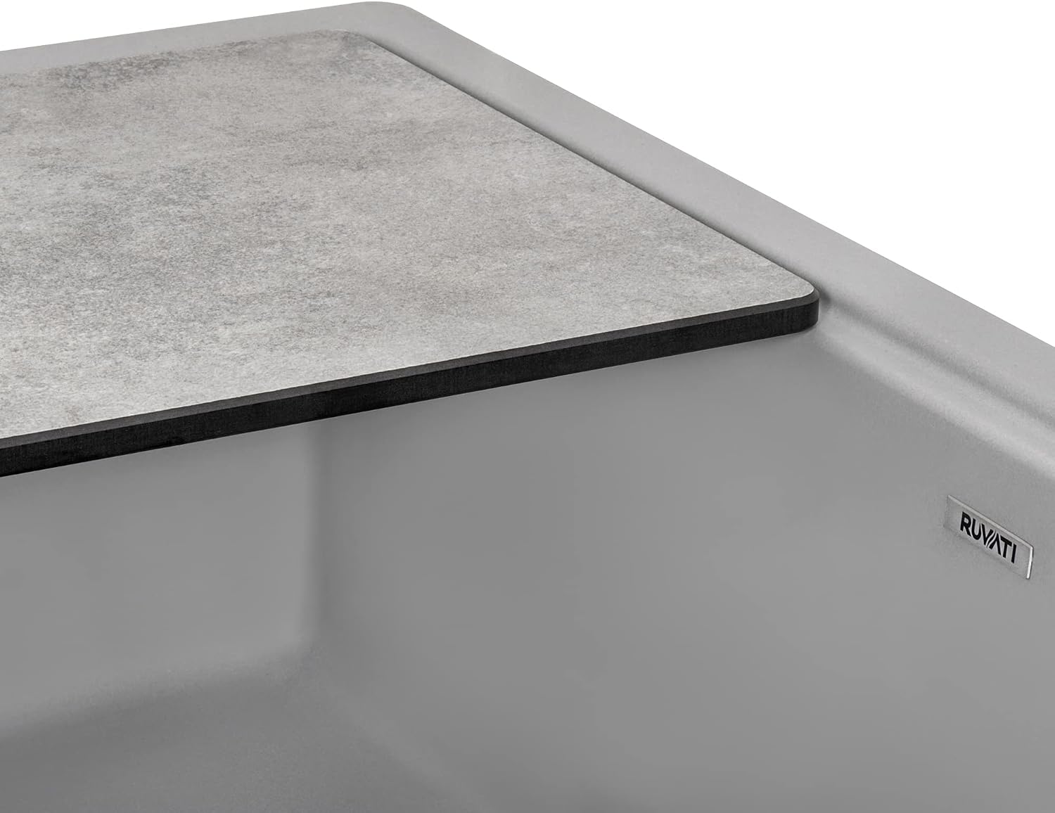 Ruvati 33-inch Matte Gray Farmhouse Granite Composite Quartz Workstation Apron-front Kitchen Sink - RVG1533GR
