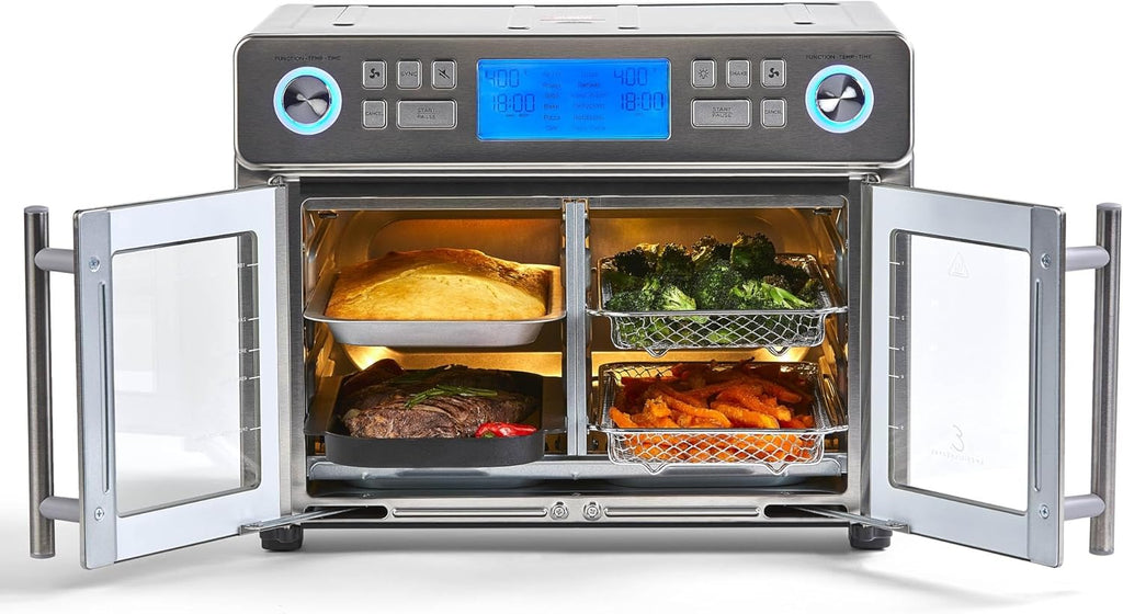 Emeril Lagasse Dual Zone 360 Air Fryer Oven Combo with French Door, 25 QT Extra Large, Cook Two Foods in Different Ways, Up to 60% Faster from Frozen to Finish