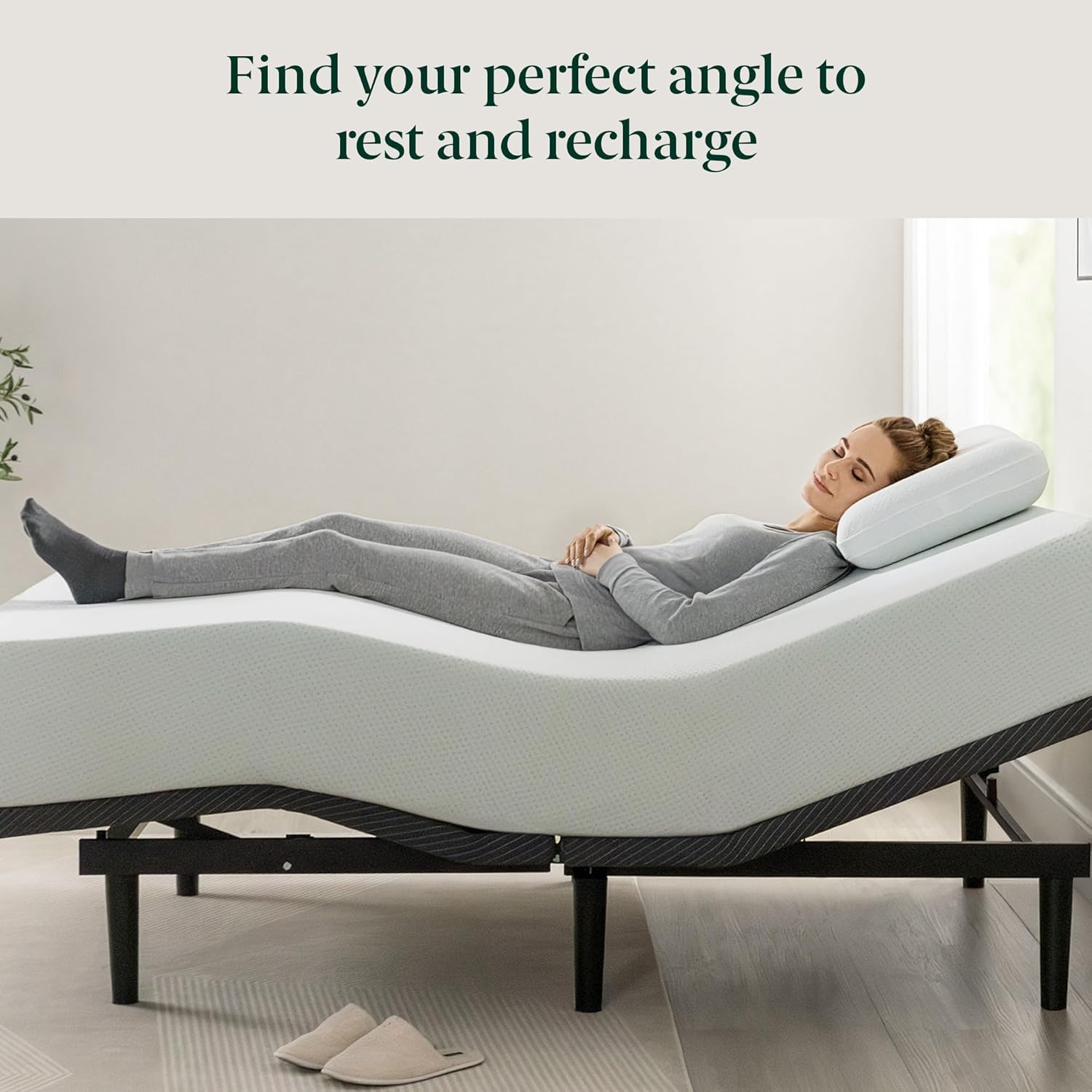 Zinus Nadia Adjustable Bed Frame, Electric Reclining Platform Bed Base, 5-Function Wireless Remote, Independent Head and Foot Incline, Easy, Tool-Free Assembly, Queen