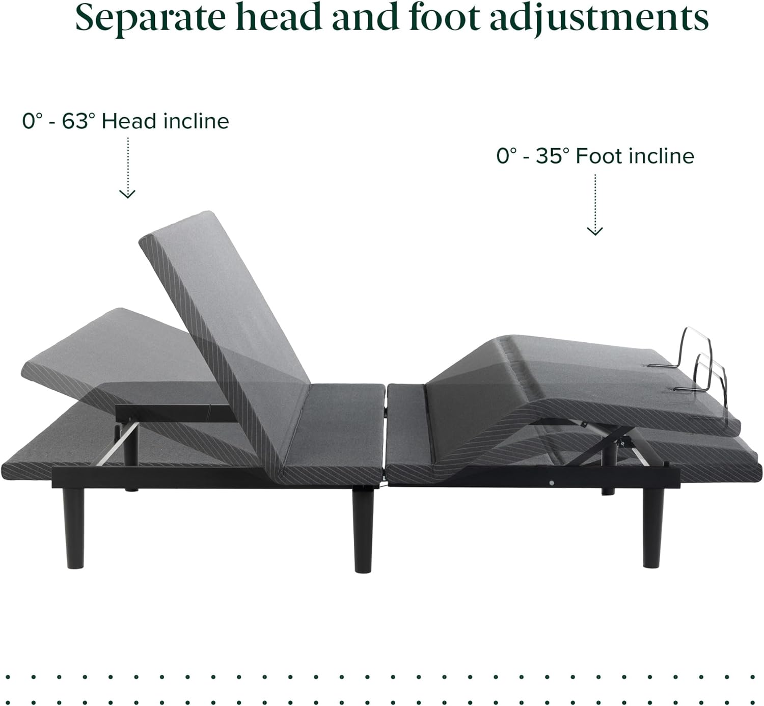 Zinus Nadia Adjustable Bed Frame, Electric Reclining Platform Bed Base, 5-Function Wireless Remote, Independent Head and Foot Incline, Easy, Tool-Free Assembly, Queen