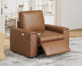 AMERLIFE 44” Power Recliner Chair with 8.5” Wide Armrests, Single Electric Reclining Sofa with USB Charging Port, Leather Recliner for Living Room, Brown