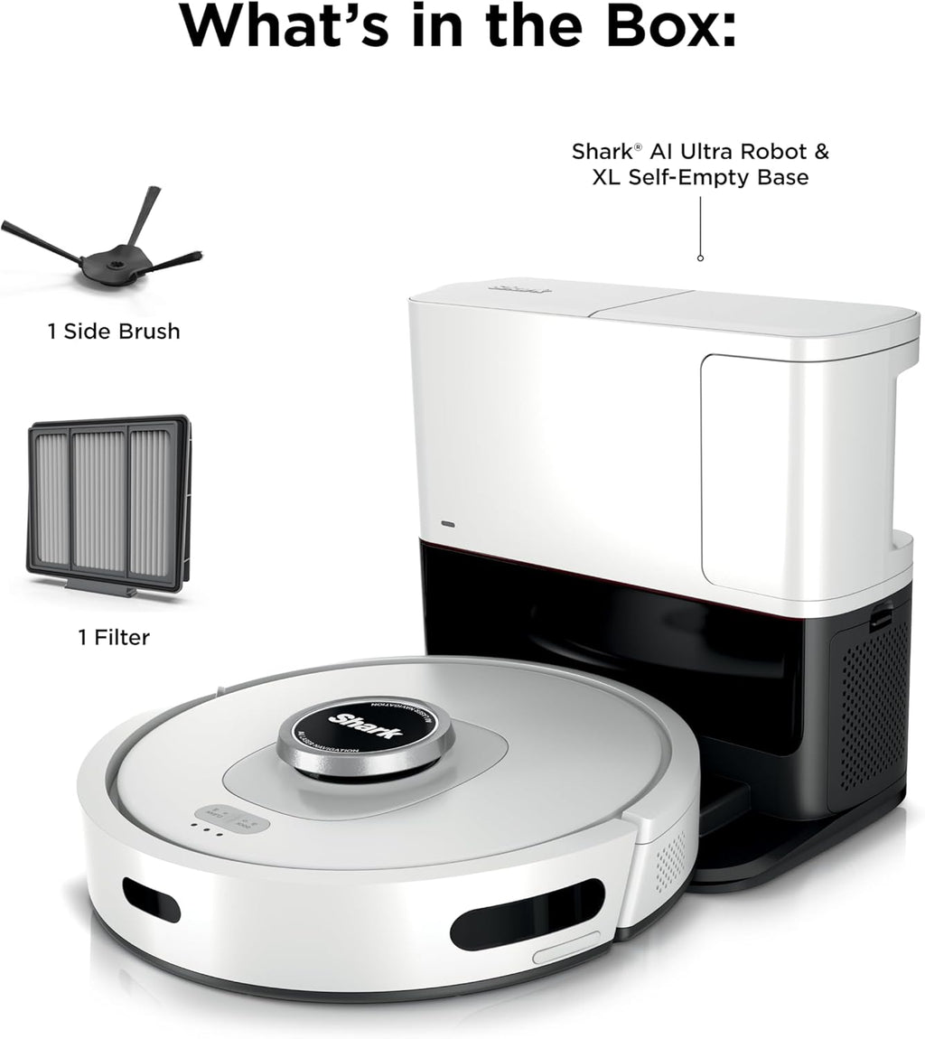 Shark Matrix Clean | Robot Vacuum Cleaner with Powerful Suction for Pet Hair, Rugs, Carpets & Hard Floors | Self-Empty Base | 60-Day Capacity | Voice Control | LiDAR Navigation | White | AV2511AE