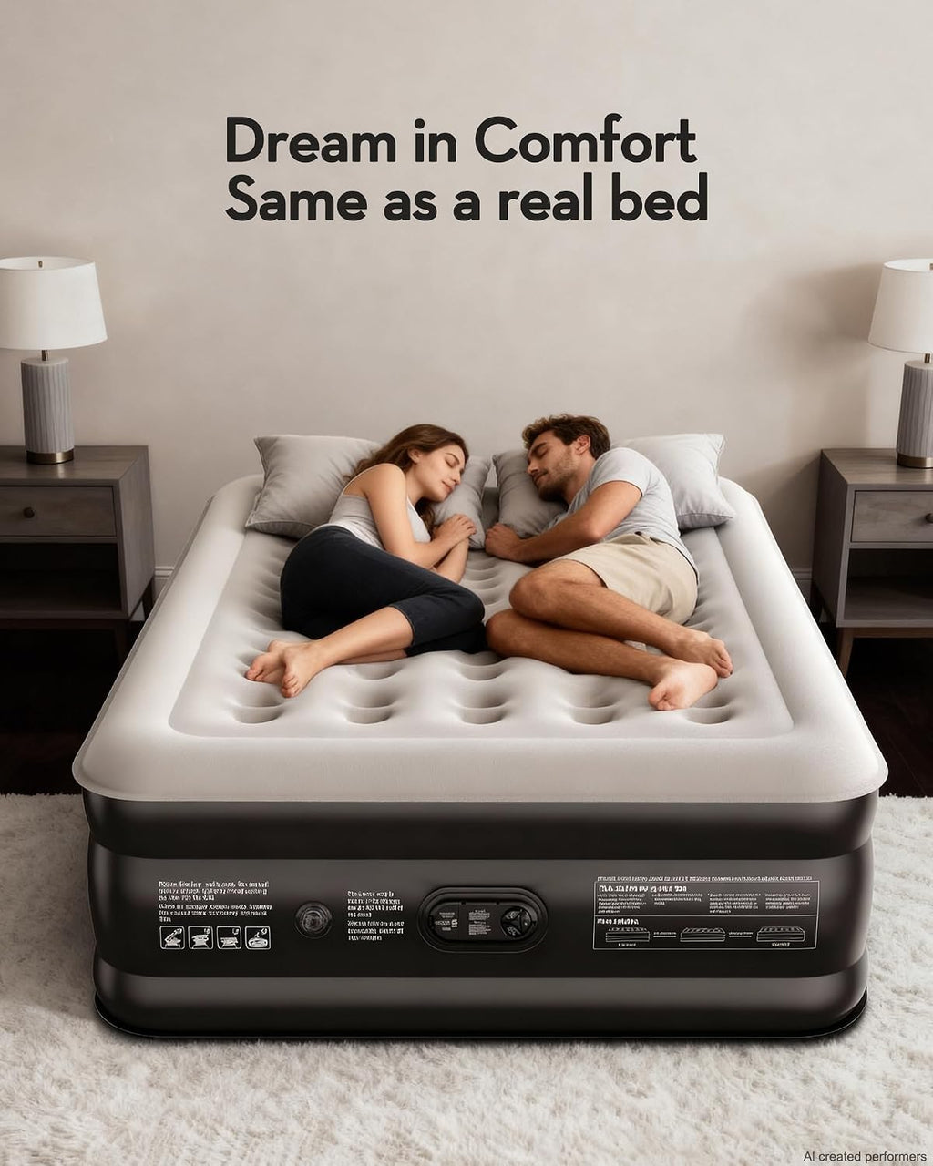 OhGeni 20" Queen Air Mattress (1-Pack) with Built in Pump, Inflatable Blow Up Bed, Upgraded Air Column Support for Enhanced Stability, Raised Height for Easy Entry & Exit, 650 lbs Capacity