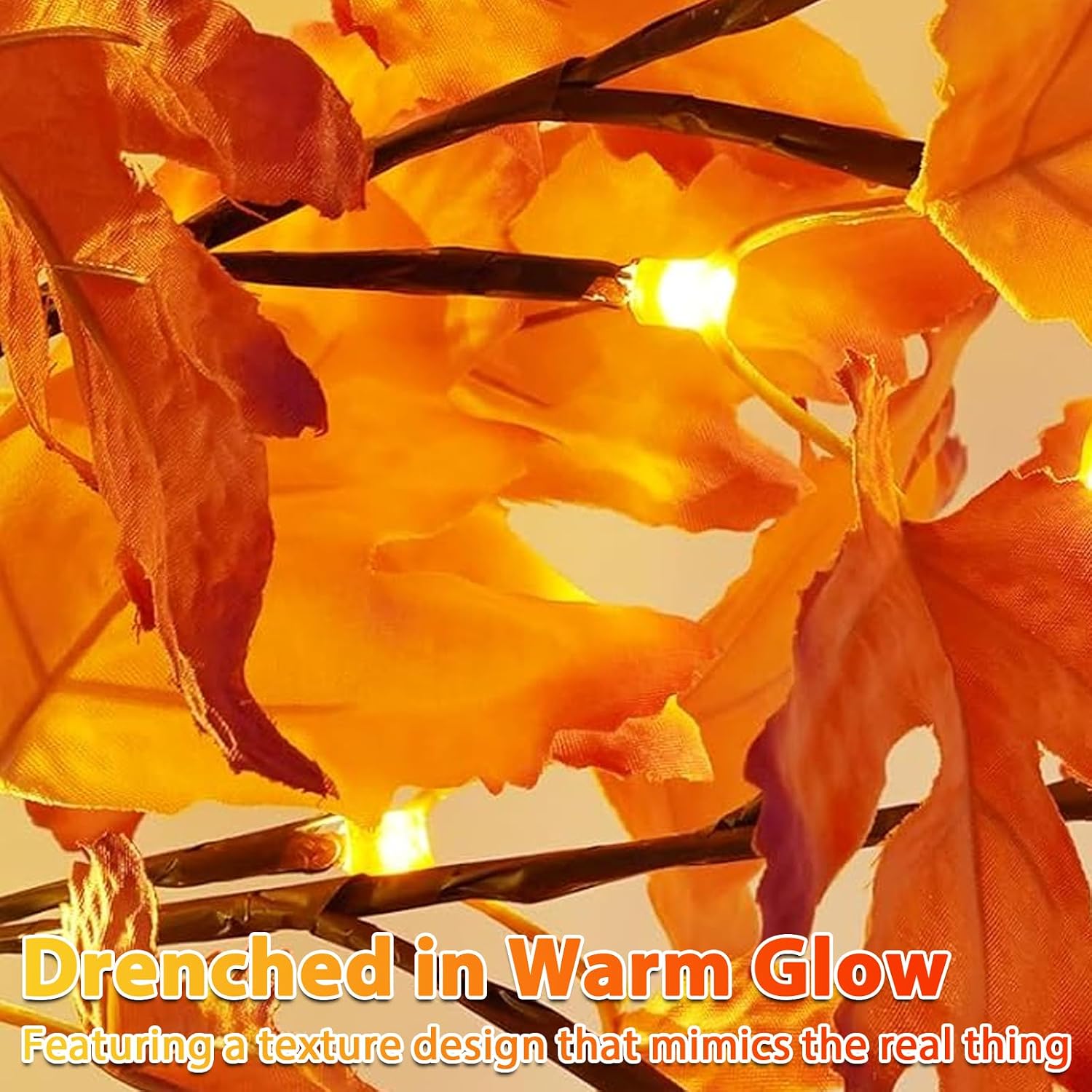 VIVATREES Set of 2, 6FT Artificial Lighted Maple Trees with 240 LEDs, Fall Tree with Warm White Lights for Indoor Outdoor Autumn Halloween Thanksgiving Decor