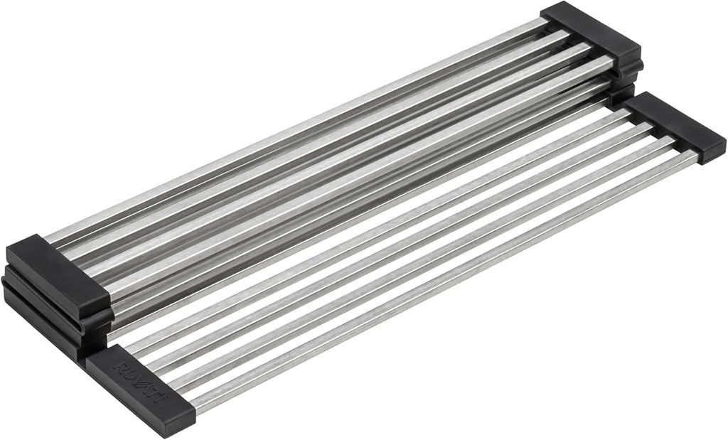 Ruvati Stainless Steel and Silicone Foldable Drying Rack for Workstation Sinks Dish Mat Trivet - RVA1395