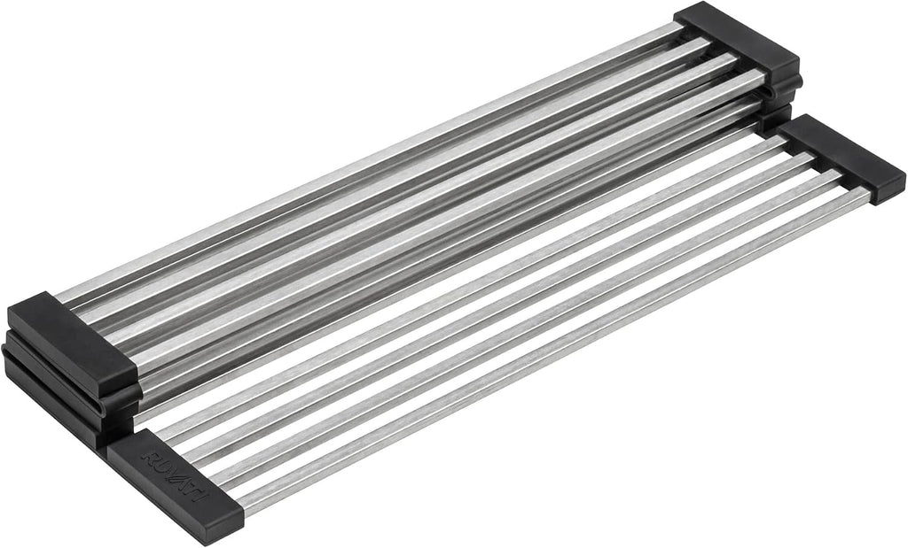 Ruvati Stainless Steel and Silicone Foldable Drying Rack for Workstation Sinks Dish Mat Trivet - RVA1395
