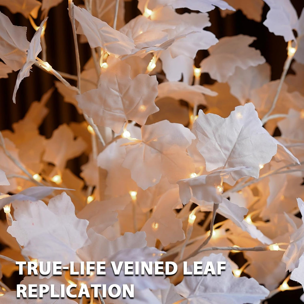 VIVATREES 5FT Artificial Lighted Maple Tree, 96LED Fall Tree with Warm White/Cold White Lights for Thanksgiving, Outdoor Indoor Home Decor