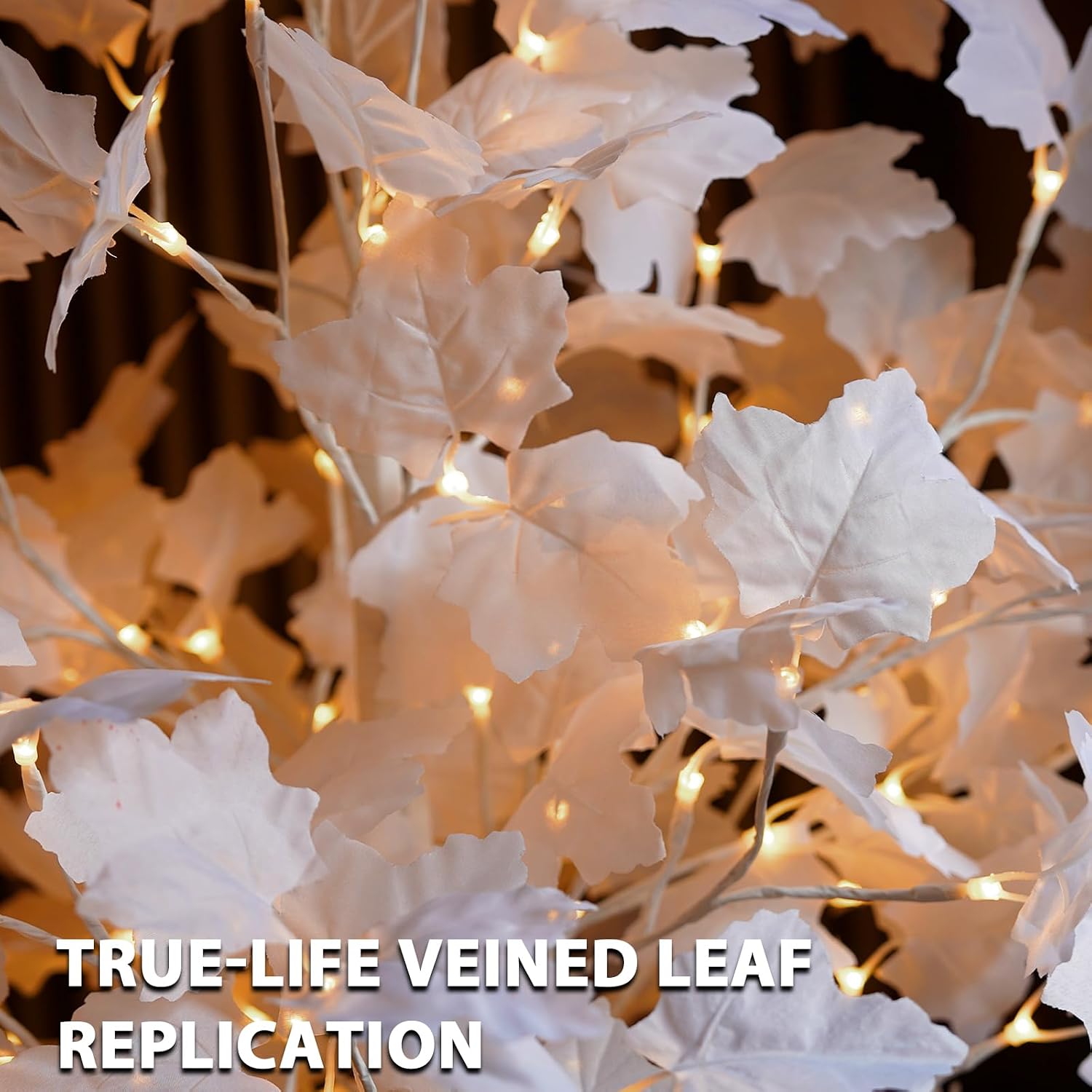 VIVATREES 6FT Artificial Lighted White Maple Tree with 120 LEDs, Fall Tree with Dual-Tone Cool & Warm White Lights for Indoor Outdoor Autumn Halloween Thanksgiving Decor