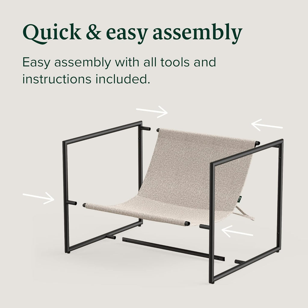 Zinus Aidan Sling Accent Chair, Metal Framed Armchair with Shredded Foam Cushioning, Oatmeal