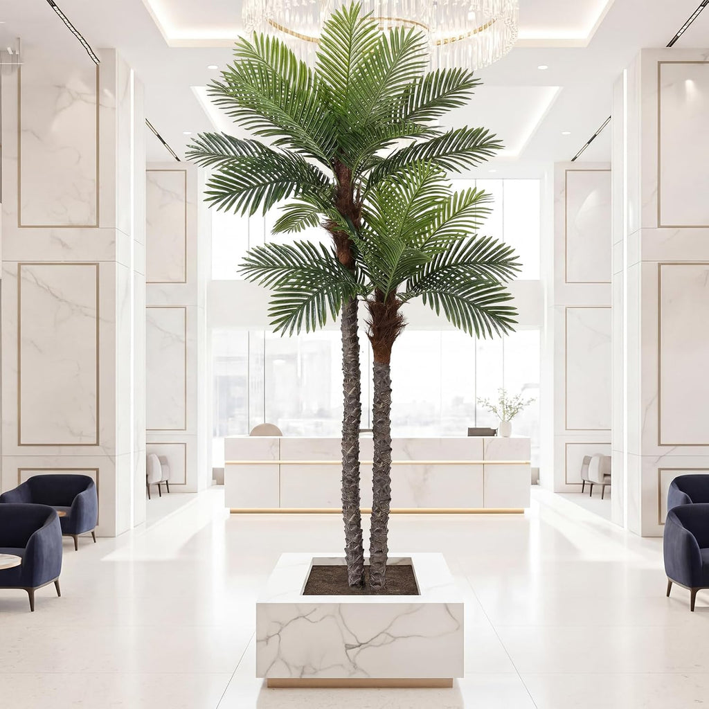 VIVATREES 8FT Faux Palm Tree, Artificial Golden Cane Palm Tree Outdoor Indoor, Fake Tree for Home House Office Living Room Yard Patio