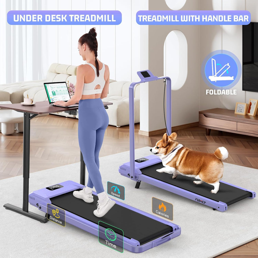 FUNMILY Walking Pad Treadmill with Incline, Foldable Treadmills for Home Office, Portable Walking Pad 300lbs Capacity, Remote Control, Led Touch Screen, 2s Folding Treadmill