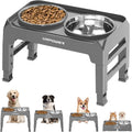 URPOWER Raised Dog Bowls 4 Height Adjustable Elevated Bowl Stand with Stainless Steel Water Bowl Non-Slip Dog Food Bowls Stand for Small Medium Large Dogs and Pets