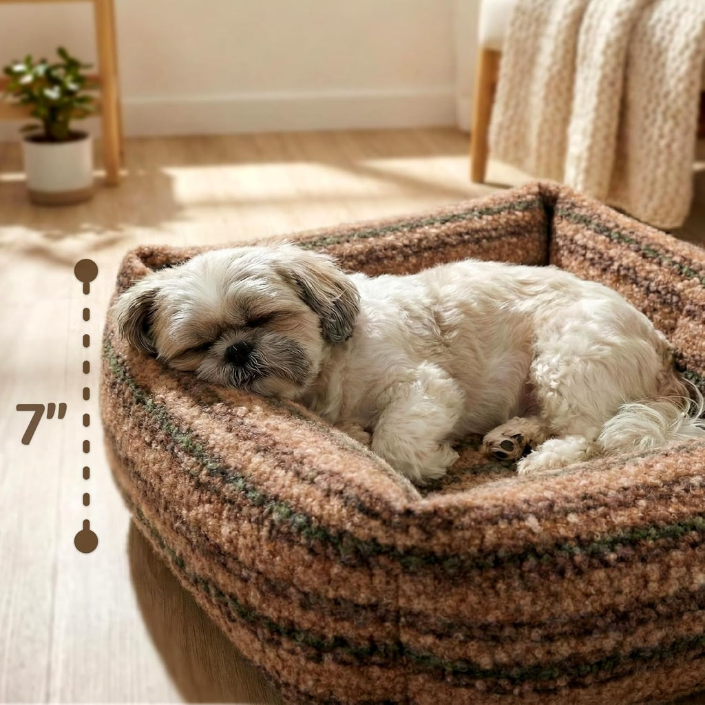 WESTERN HOME WH Dog Bed for Small Medium Dogs - Washable Small Dog Bed, High Back Support Pet Sofa with Sides, Soft Pet Beds with Anti Slip Bottom, 25inch, Brown