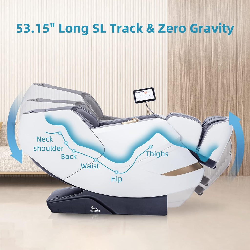 MassaMAX 2026 4D Massage Chair, Full Body Recliner with OTA Cloud Tech, Deep Yoga Stretch, 27 Auto Modes, 55" SL Track, APP & AI Voice Control, Auto Footrest, Zero Gravity, and Heating for Relaxation
