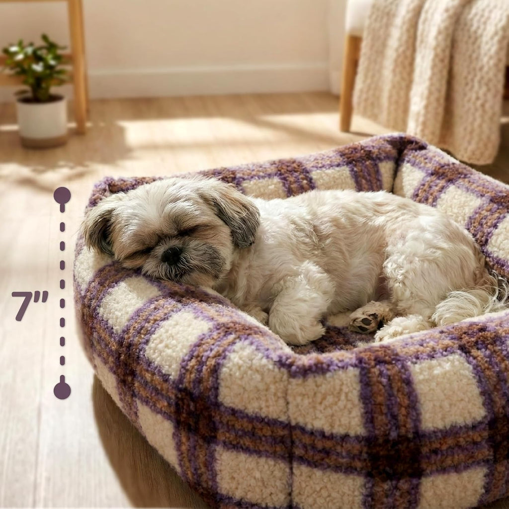 WESTERN HOME WH Dog Bed for Small Medium Dogs - Washable Small Dog Bed, High Back Support Pet Sofa with Sides, Soft Pet Beds with Anti Slip Bottom, 25inch, Purple
