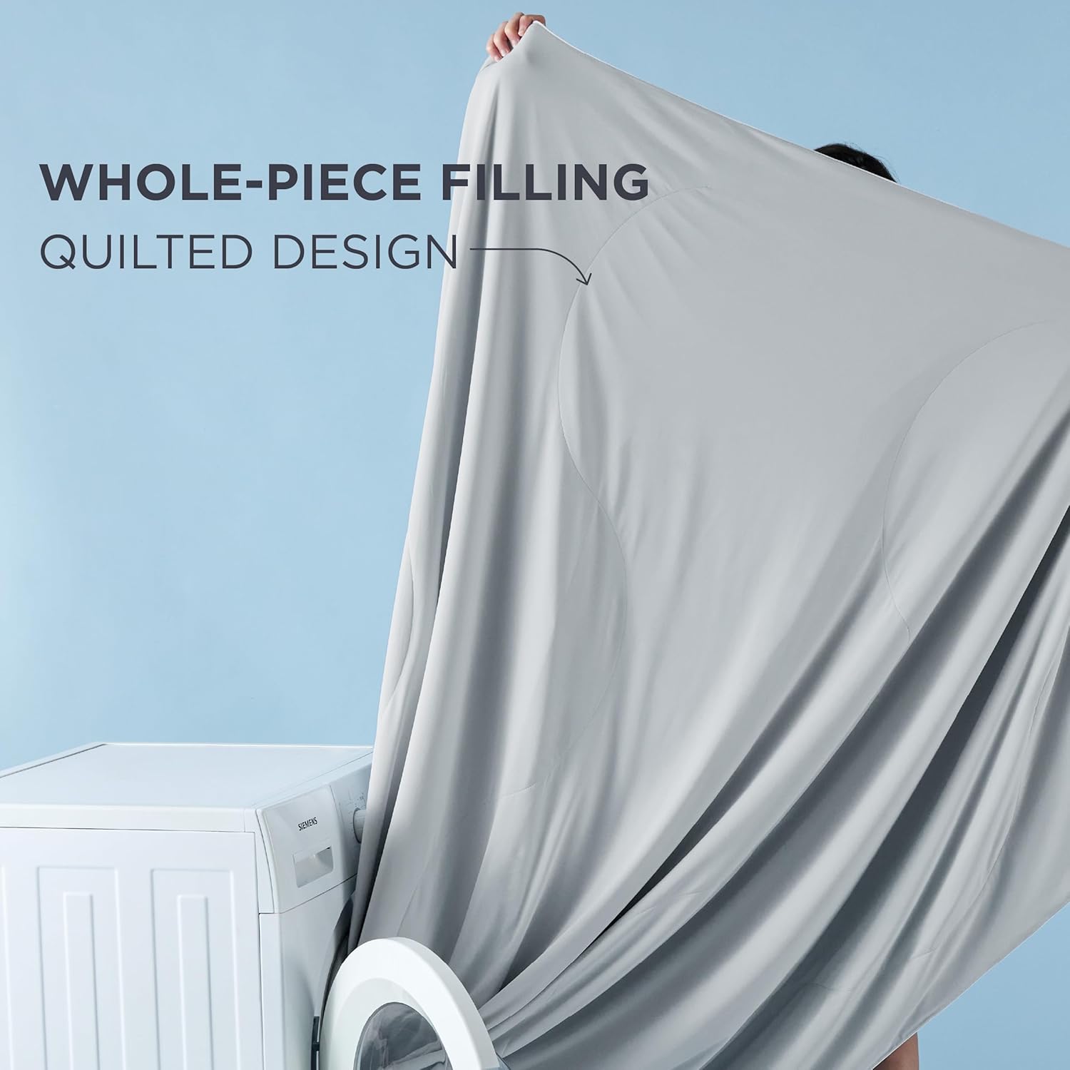 Bedsure Cooling Comforter - Cooling Blankets for Hot Sleepers, Ice Cold Summer Blanket Queen Size for Bed, Lightweight Breathable Double-Sided Comforter for Night Sweats, Grey, 90x90 Inches