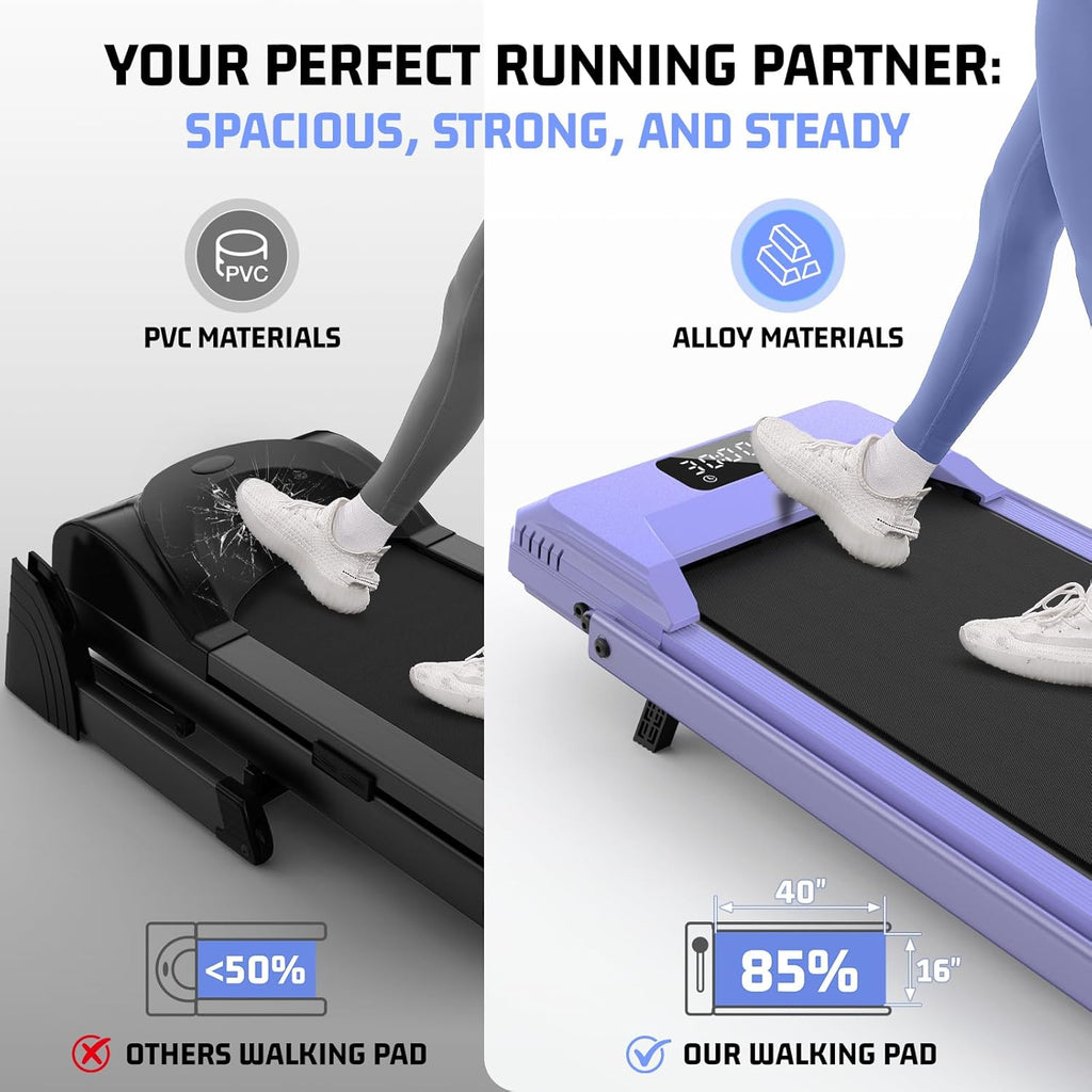 FUNMILY Walking Pad Treadmill with Incline, Foldable Treadmills for Home Office, Portable Walking Pad 300lbs Capacity, Remote Control, Led Touch Screen, 2s Folding Treadmill
