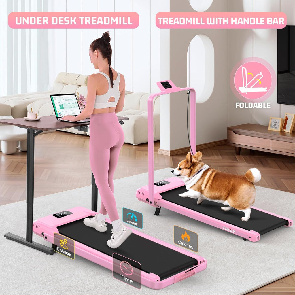 FUNMILY Walking Pad Treadmill with Incline, Foldable Treadmills for Home Office, Portable Walking Pad 300lbs Capacity, Remote Control, Led Touch Screen, 2s Folding Treadmill