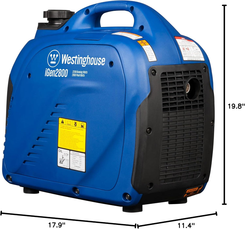 Westinghouse 2800 Peak Watt Super Quiet & Lightweight Portable Inverter Generator, Gas Powered, Parallel Capable, Long Run Time