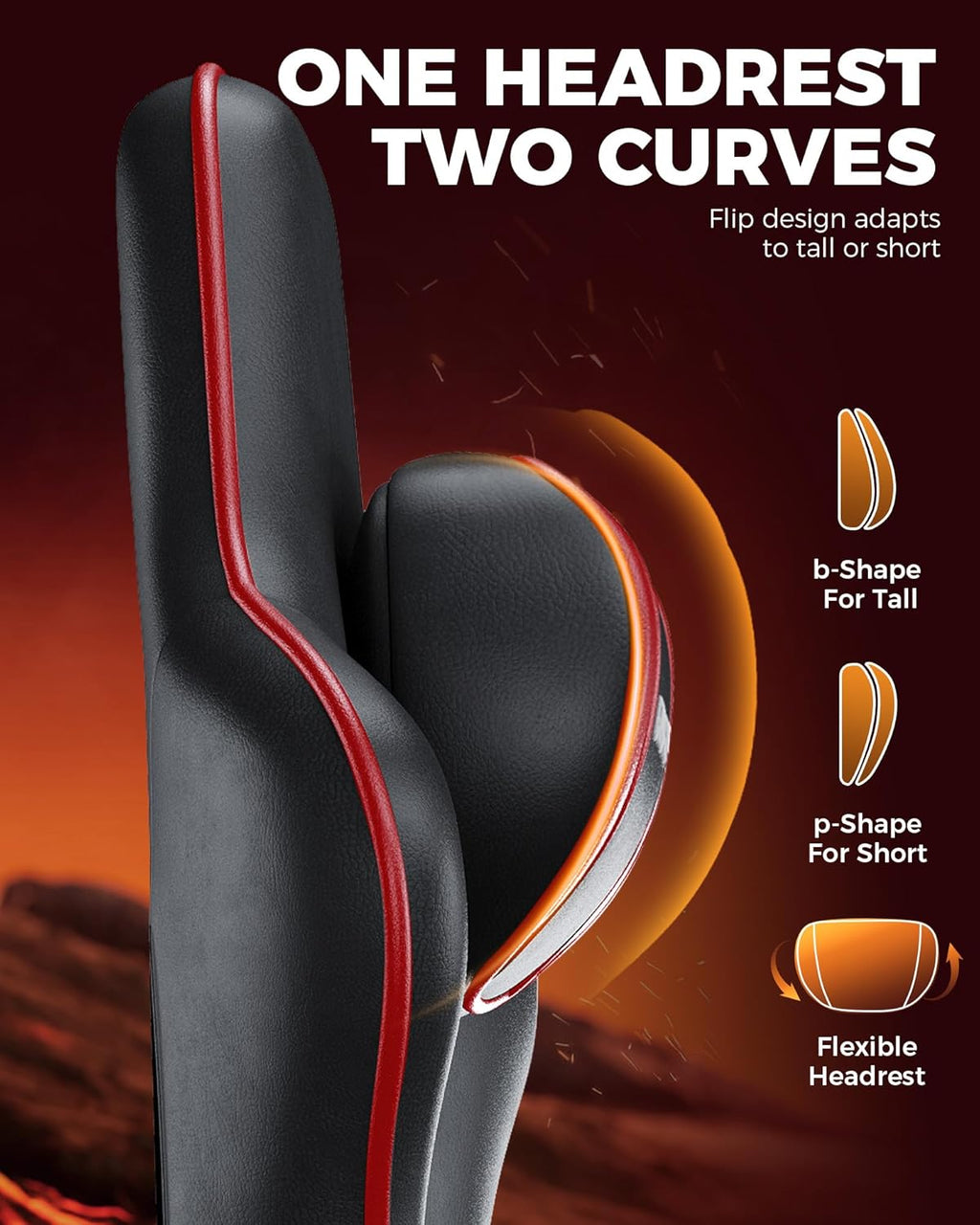 GTPLAYER Gaming Chair, Computer Office Chair with Pocket Spring Cushion, Linkage Armrests, Comfortable Leather Computer Chair, Black & Red