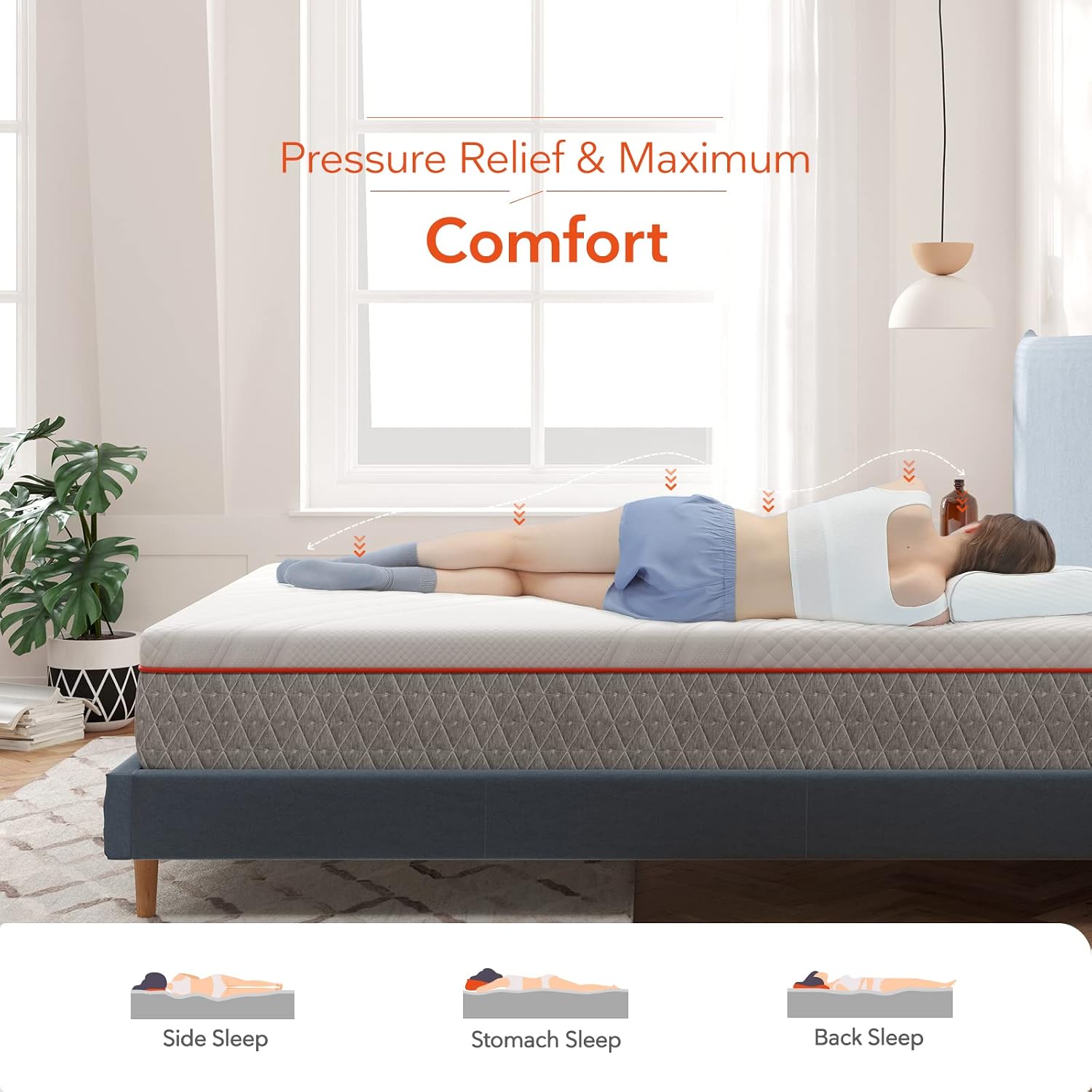 Sweetnight Queen Size Mattress, 10 Inch Memory Foam Mattress, Double Sided Flippable Bed Mattress in a Box, Gel Infused and Perforated Foam for Comfort Sleep and Pressure Relief