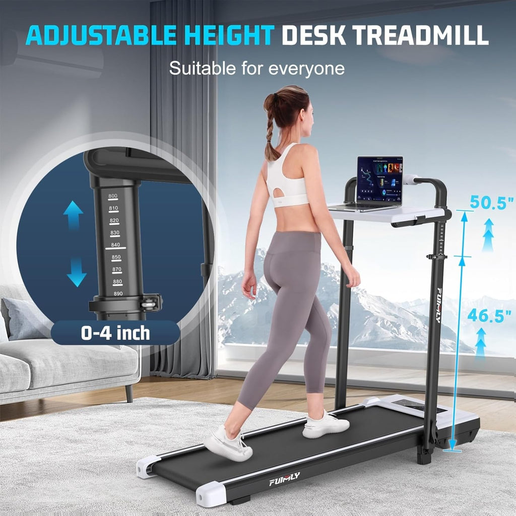 FUNMILY Walking Pad Treadmill with Incline, Foldable Treadmills for Home Office, Portable Walking Pad 300lbs Capacity, Remote Control, Led Touch Screen, 2s Folding Treadmill