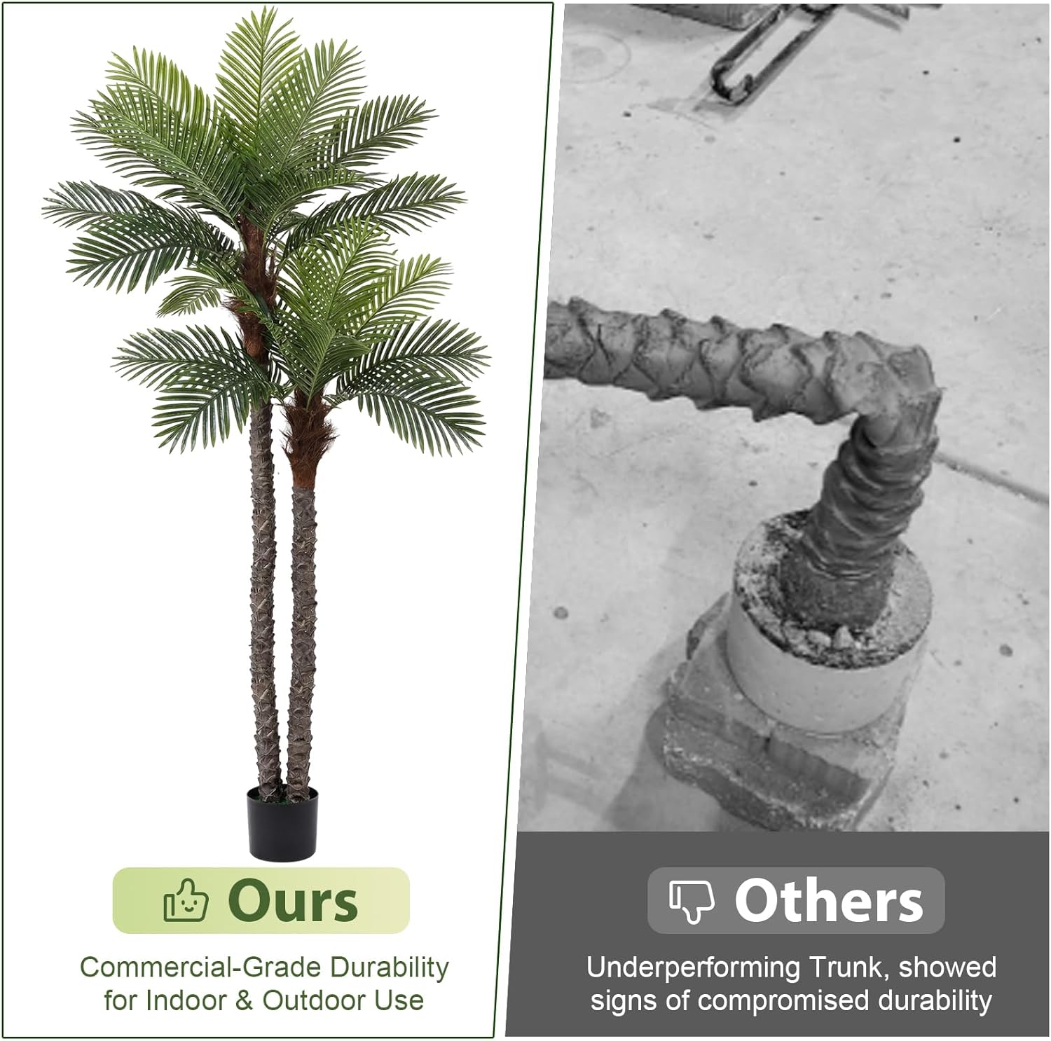 VIVATREES 8FT Faux Palm Tree, Artificial Golden Cane Palm Tree Outdoor Indoor, Fake Tree for Home House Office Living Room Yard Patio