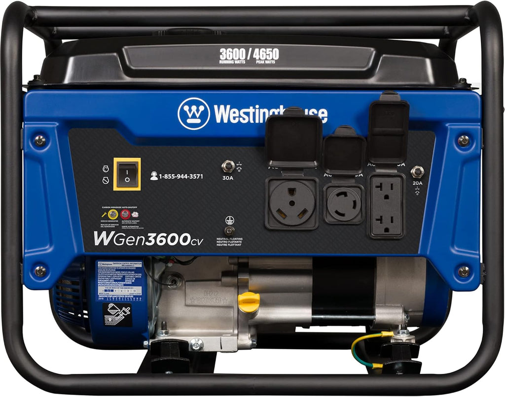 Westinghouse 4650 Peak Watt Portable Generator, RV Ready 30A Outlet, Gas Powered, CO Sensor