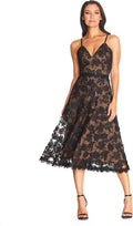 Dress The Population Womens Tahani Plunge Neckline Fit and Flare Midi DressDress
