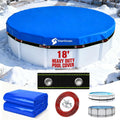 Upgrade 18 ft Round Pool Cover,500D Thick&Durable Above Ground Winter Pool Cover,Round Swimming Pool Cover,Pool Tarp for Above Ground Pool Cover w/Cable System,UV&Cold Resistant Winterize Pool Covers