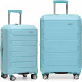 Traveler's Choice Pagosa Hardshell Expandable Luggage with Spinner Wheels, Baby Blue, 2-Piece Set (22/27)