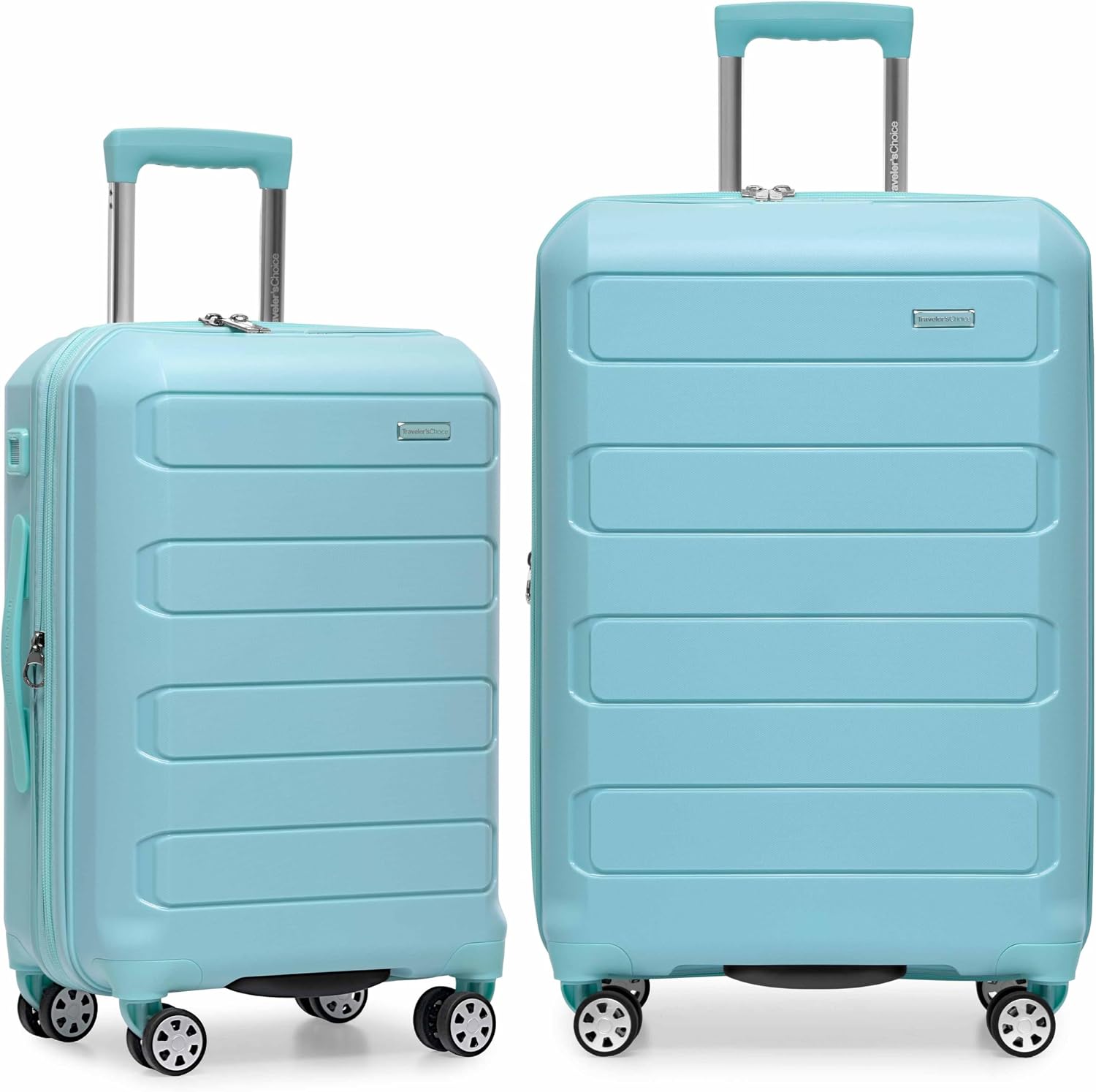 Traveler's Choice Pagosa Hardshell Expandable Luggage with Spinner Wheels, Baby Blue, 2-Piece Set (22/27)