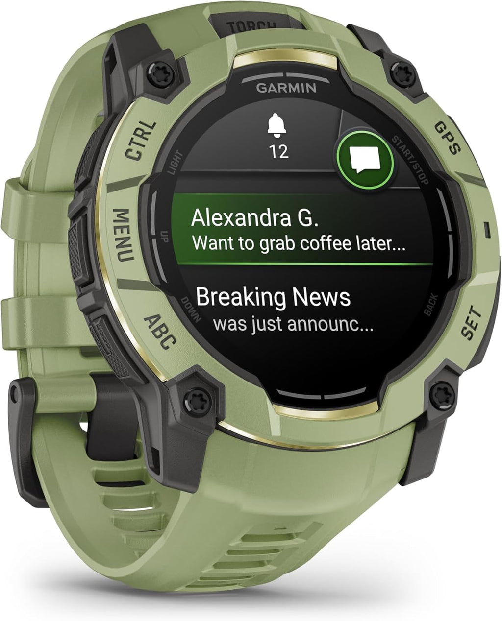 Garmin Instinct® 3 – 50 mm, AMOLED Display, Rugged Outdoor GPS Smartwatch, Built-in Flashlight, Alpine Rush Collection Limited Edition Color, Fern Green with Fern Green Band