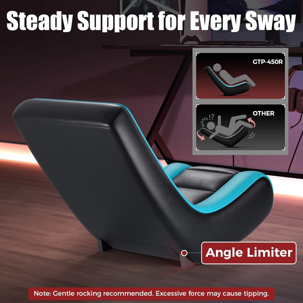 GTPLAYER Floor Rocker Gaming Chair – Adjustable Angle Limiter, Ultra Lightweight Ergonomic Floor Rocking Game Seat for Gaming and Lounging, Aqua