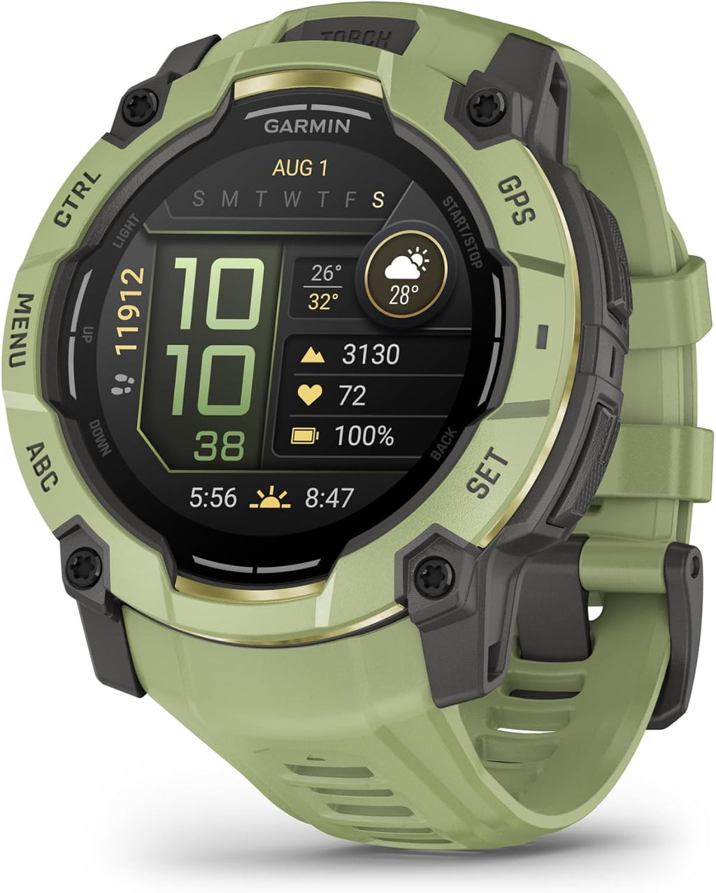 Garmin Instinct® 3 – 50 mm, AMOLED Display, Rugged Outdoor GPS Smartwatch, Built-in Flashlight, Alpine Rush Collection Limited Edition Color, Fern Green with Fern Green Band