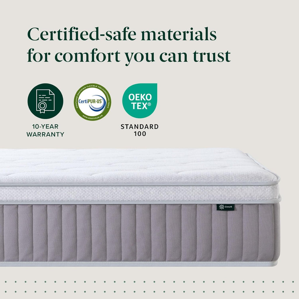 Zinus Cool Support 12 Inch Hybrid Mattress, Cooling Gel Memory Foam, Heavy Duty Individually Wrapped Coils, Soothing Pressure Relief, Medium Firm Feel, CertiPUR-US Certified, Queen