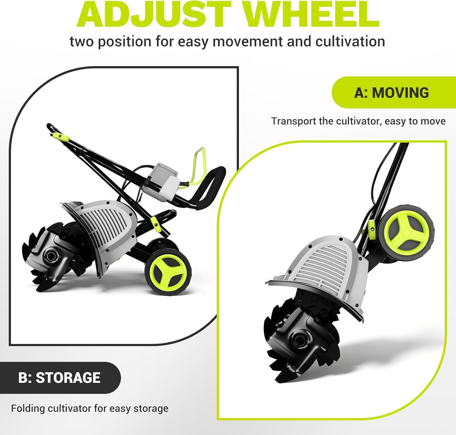 Cultivator Tiller for Gardening:18 Inch Electric Tiller with 6 Steel Tines, Corded 15 Amp Garden Rototiller for Soil Digging with Adjustable Wheels DEKOPRO