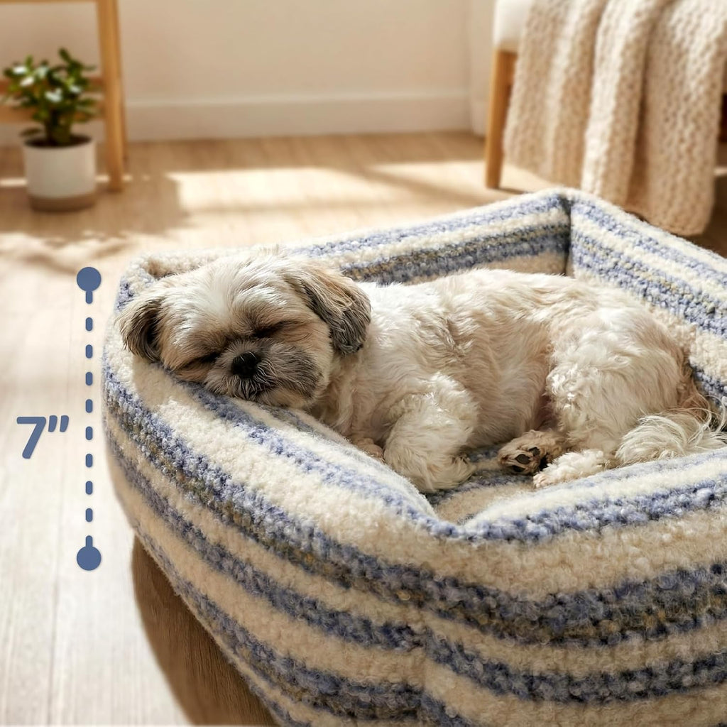 WESTERN HOME WH Dog Bed for Small Medium Dogs - Washable Small Dog Bed, High Back Support Pet Sofa with Sides, Soft Pet Beds with Anti Slip Bottom, 25inch, Blue