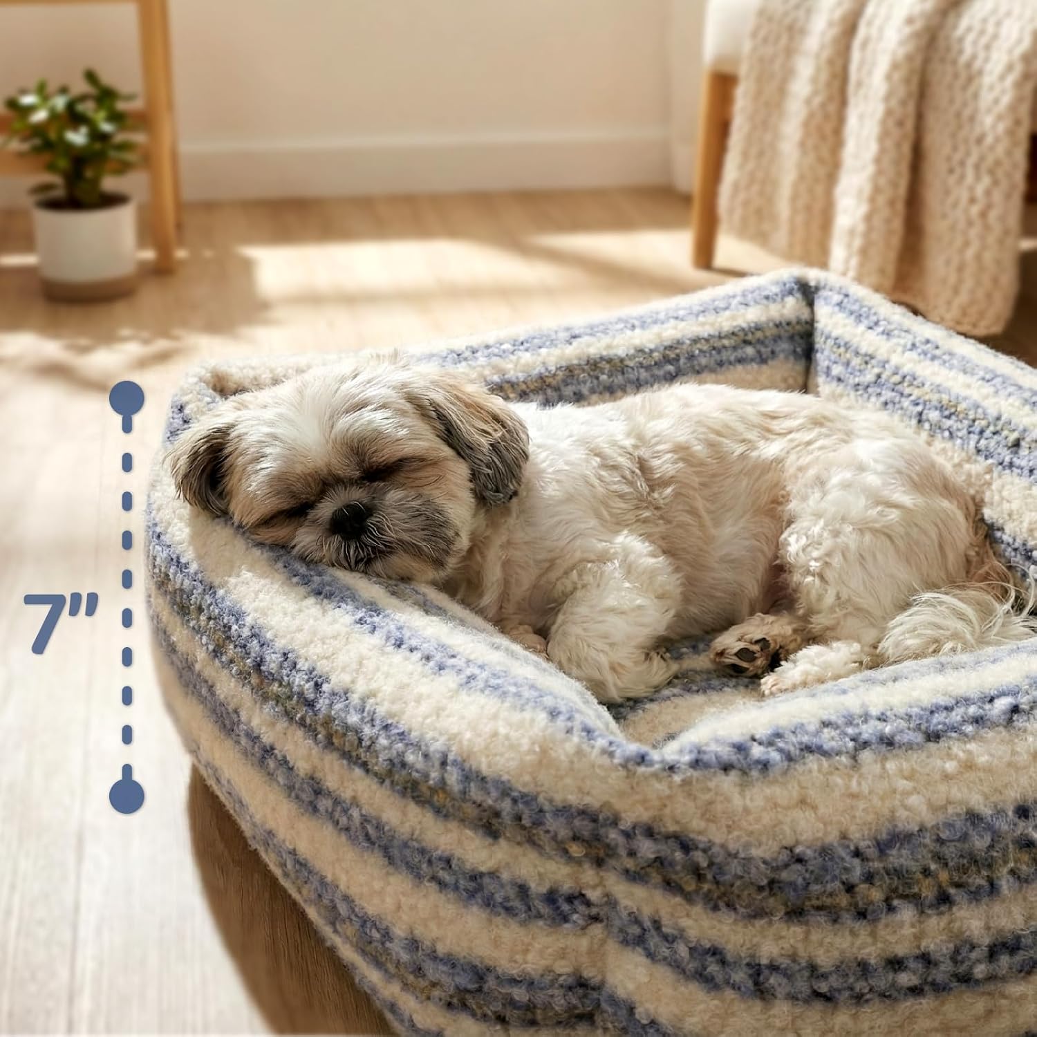 WESTERN HOME WH Dog Bed for Small Medium Dogs - Washable Small Dog Bed, High Back Support Pet Sofa with Sides, Soft Pet Beds with Anti Slip Bottom, 25inch, Blue