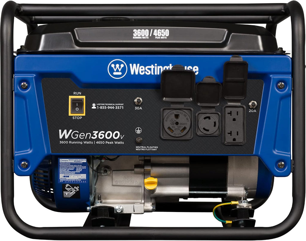 Westinghouse Outdoor Power Equipment 4650 Peak Watt Portable Generator, RV Ready 30A Outlet, Gas Powered