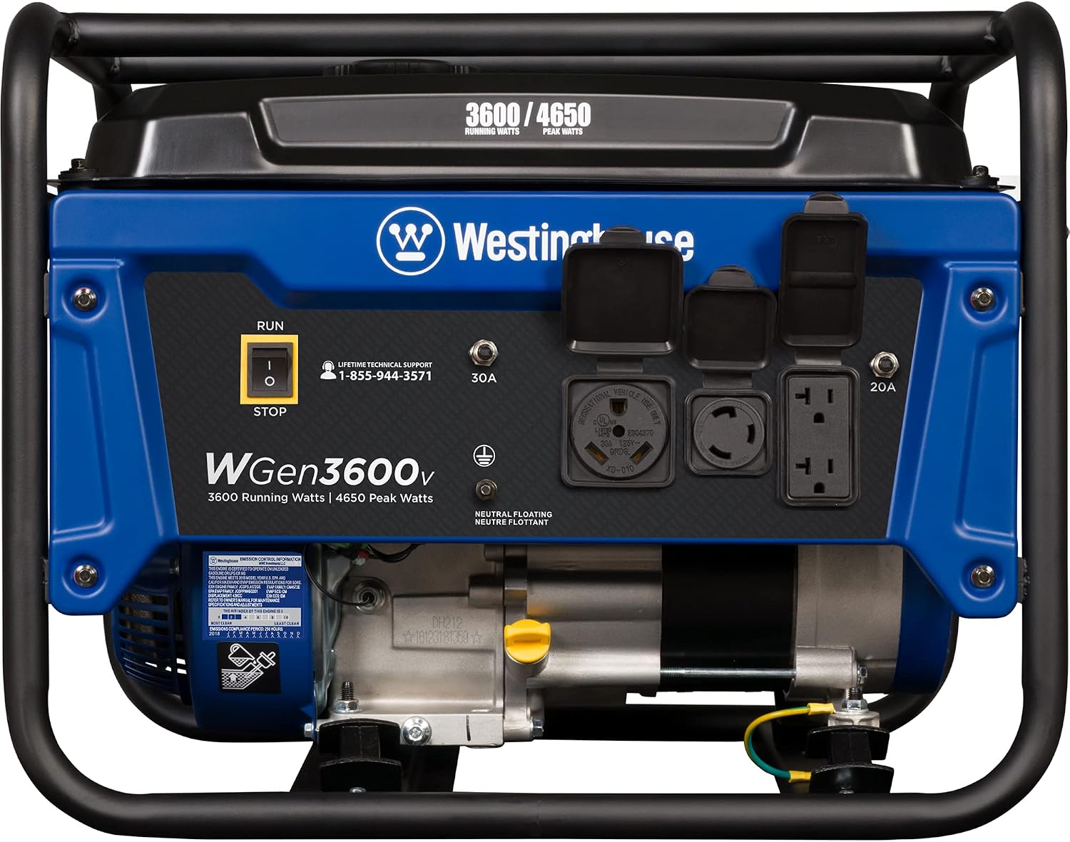 Westinghouse Outdoor Power Equipment 4650 Peak Watt Portable Generator, RV Ready 30A Outlet, Gas Powered