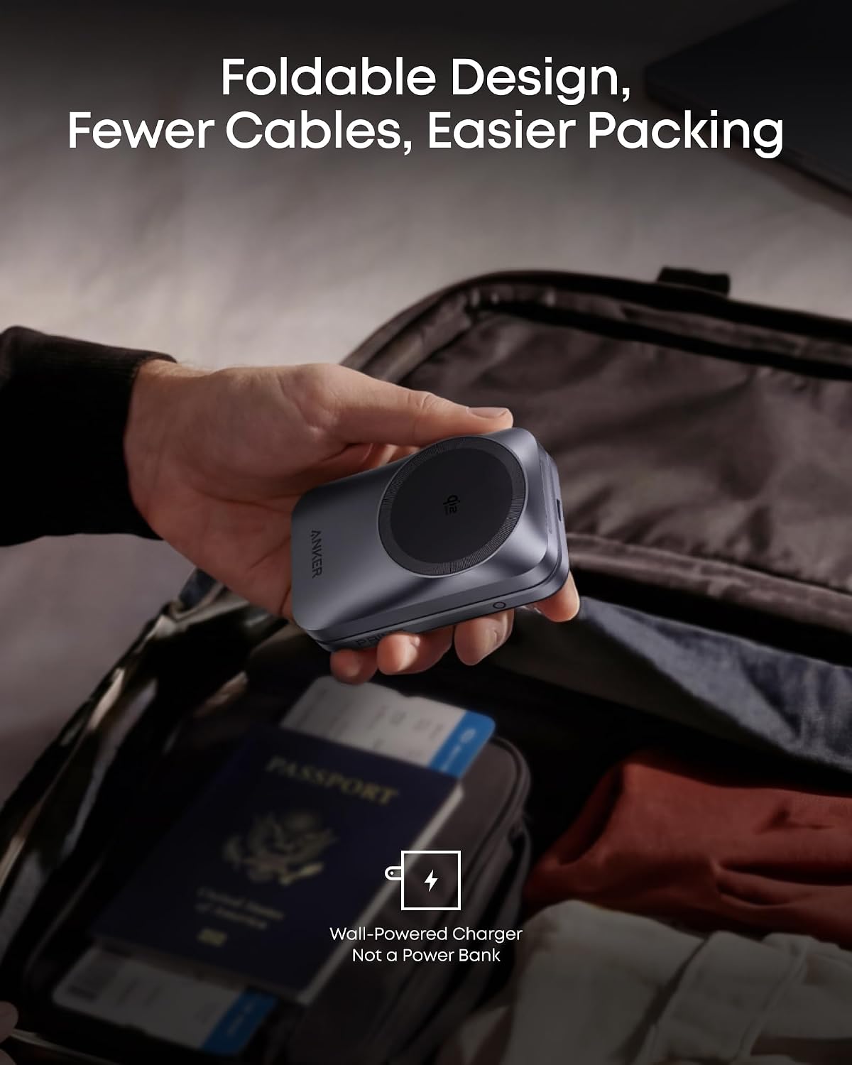Anker Prime Foldable MagSafe Charger, 25W Qi2.2-Certified Palm-Sized Travel-Ready 3-in-1 Charging Station, AirCool Wireless Charger, for iPhone 17, Apple Watch, AirPods (Non-Battery, with Adapter)