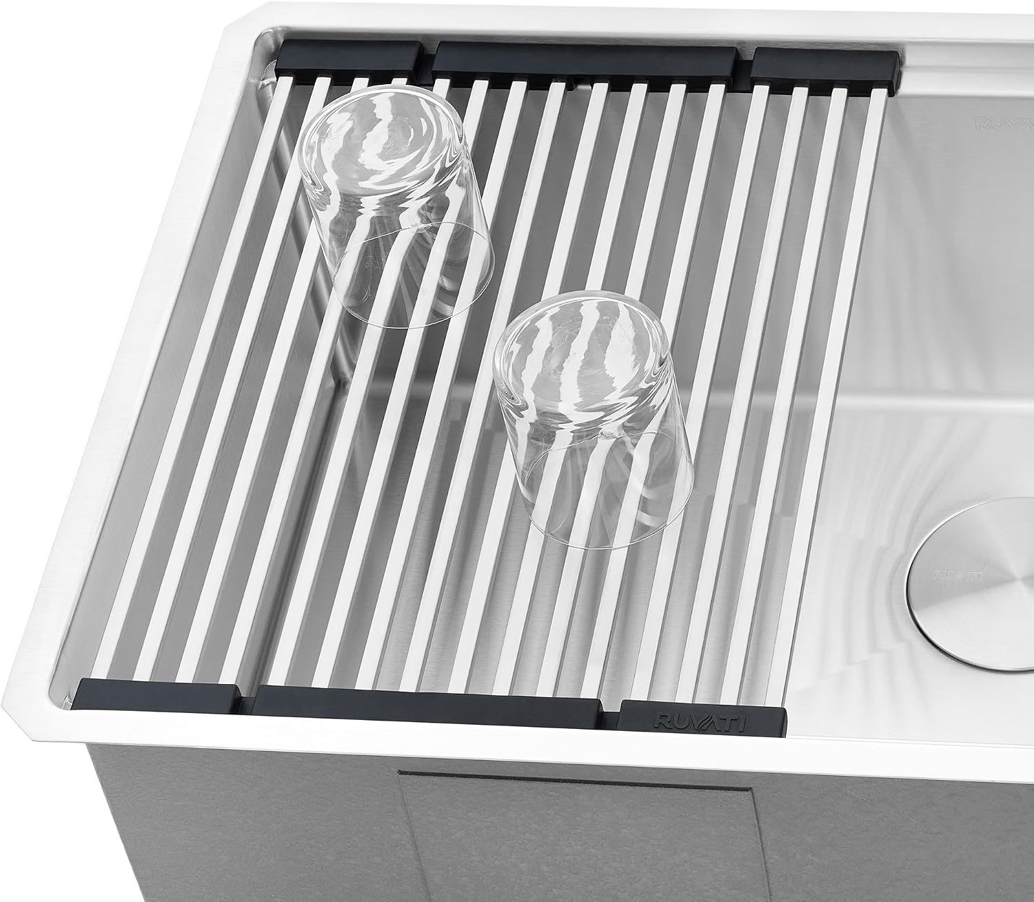Ruvati Stainless Steel and Silicone Foldable Drying Rack for Workstation Sinks Dish Mat Trivet - RVA1395