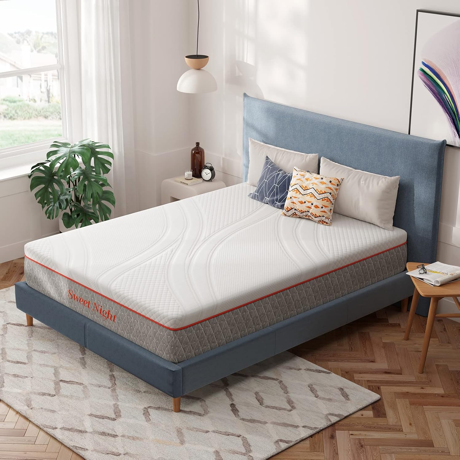 Sweetnight Queen Size Mattress, 10 Inch Memory Foam Mattress, Double Sided Flippable Bed Mattress in a Box, Gel Infused and Perforated Foam for Comfort Sleep and Pressure Relief
