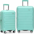 Traveler's Choice Pagosa Hardshell Expandable Luggage with Spinner Wheels, Mint, 2-Piece Set (22/27)