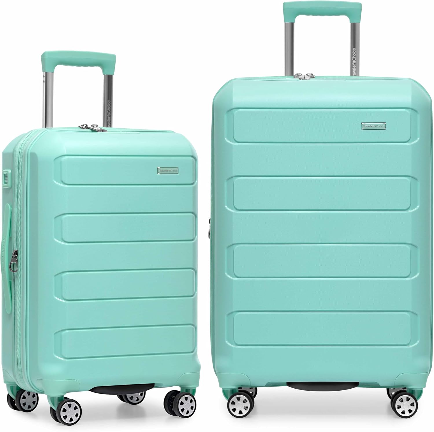 Traveler's Choice Pagosa Hardshell Expandable Luggage with Spinner Wheels, Mint, 2-Piece Set (22/27)