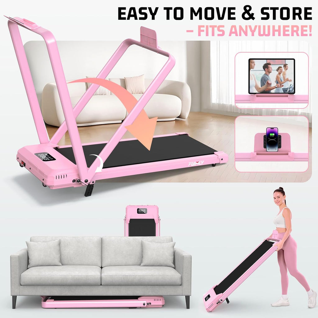 FUNMILY Walking Pad Treadmill with Incline, Foldable Treadmills for Home Office, Portable Walking Pad 300lbs Capacity, Remote Control, Led Touch Screen, 2s Folding Treadmill