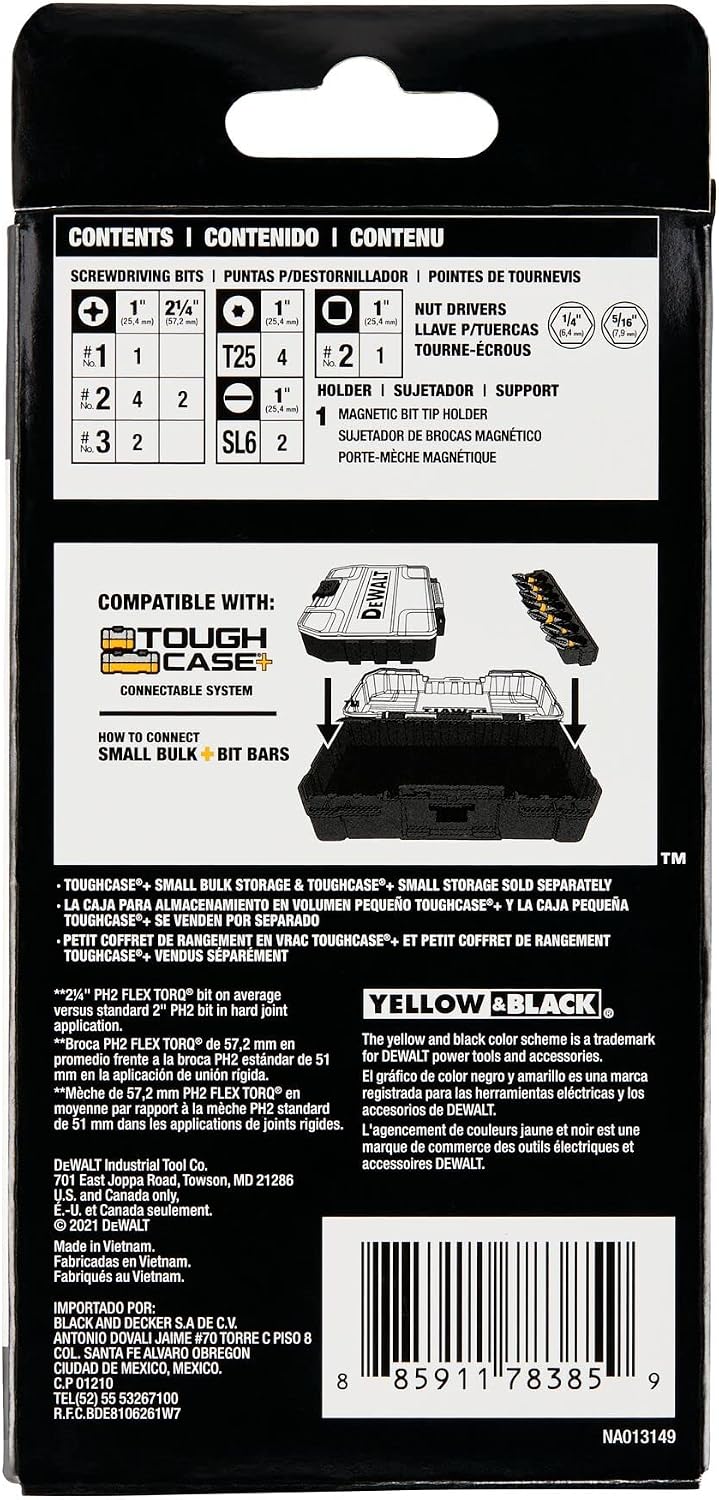 DEWALT BYTC Flex Torq Set #2 Phillips/#8 Slotted Set Shank Screwdriver Bit Set Screwdriver (19-Piece) (DWABYTFT-19)